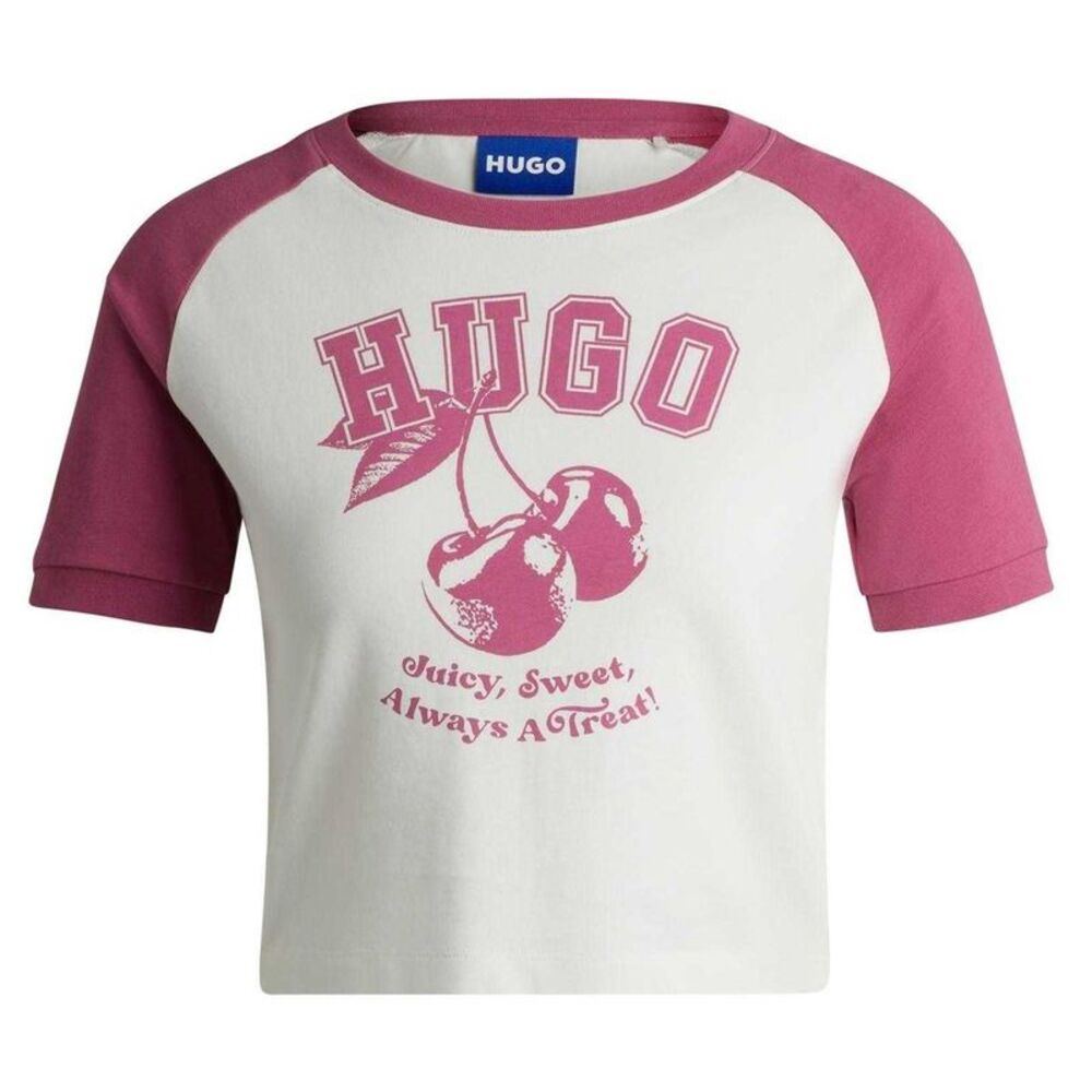 Hugo Womens/Ladies Crew Neck Short-Sleeved Crop T-Shirt / Medium Pink
